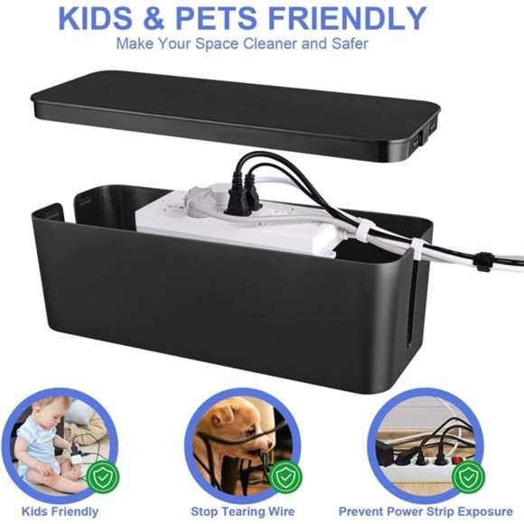 Cable Organizer Box Set of Three,Power Cover CordHolder Surge Protector for Desk - Picture 5 of 7